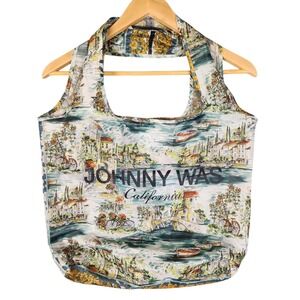 Johnny Was Reusable Tote Bag OS Multicolor Scenic Coastal Print Packable Shopper